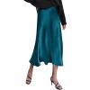 Zeagoo Skirts for Women High Waist Skirt Elegant Midi Skirt Satin(Dark Blue)