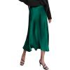 Zeagoo Skirts for Women High Waist Skirt Elegant Midi Skirt Satin(Green)