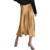 Zeagoo Skirts for Women High Waist Skirt Elegant Midi Skirt Satin(Khaki)
