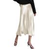 Zeagoo Skirts for Women High Waist Skirt Elegant Midi Skirt Satin(Pastel Peach)