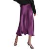 Zeagoo Skirts for Women High Waist Skirt Elegant Midi Skirt Satin(Purple-01)