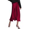 Zeagoo Skirts for Women High Waist Skirt Elegant Midi Skirt Satin(Wine Red)