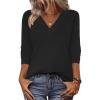 Zeagoo Women Long Sleeve Tops Dressy Casual V Neck Tshirts Basics Tee 2025 Fall Trendy Clothes S-2XL(Black)