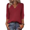 Zeagoo Women Long Sleeve Tops Dressy Casual V Neck Tshirts Basics Tee 2025 Fall Trendy Clothes S-2XL(Der)
