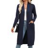 Zeagoo Women’s Long Cardigan Sweaters Lightweight Sweater Long Sleeve Open Front Casual Knit Duster Cardigans with Pocket(A_navy Blue)