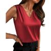 Zeagoo Women’s Silk Satin Camisole Tank Tops V Neck Pleated Dressy Casual Sleeveless Blouses Summer Business Work Shirts(Red)