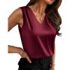 Zeagoo Women’s Silk Satin Camisole Tank Tops V Neck Pleated Dressy Casual Sleeveless Blouses Summer Business Work Shirts(Wine Red)