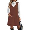 Zeagoo Women’s Sweater Vest Dresses for Women 2025 V Neck Sleeveless Knit Pullover Sweater with Pockets Fall Winter Outfits(Brown)