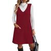 Zeagoo Women’s Sweater Vest Dresses for Women 2025 V Neck Sleeveless Knit Pullover Sweater with Pockets Fall Winter Outfits(Wine Red)