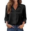 Zeagoo Womens Tops Long Sleeve Satin Silk Button Down Shirts Casual Business Dressy Blouses Fall Clothes(Black)
