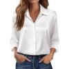 Zeagoo Womens Tops Long Sleeve Satin Silk Button Down Shirts Casual Business Dressy Blouses Fall Clothes(White)