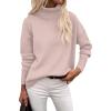 Zeagoo Women’s Turtleneck Sweater 2026 Fall Winter Chunky Knitted Pullover High Low Hem Trendy Basic Jumper Top(Apricot)