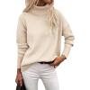 Zeagoo Women’s Turtleneck Sweater 2026 Fall Winter Chunky Knitted Pullover High Low Hem Trendy Basic Jumper Top(Beige)