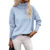 Zeagoo Women’s Turtleneck Sweater 2026 Fall Winter Chunky Knitted Pullover High Low Hem Trendy Basic Jumper Top(Blue)