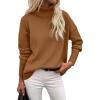 Zeagoo Women’s Turtleneck Sweater 2026 Fall Winter Chunky Knitted Pullover High Low Hem Trendy Basic Jumper Top(Brown)