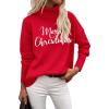 Zeagoo Women’s Turtleneck Sweater 2026 Fall Winter Chunky Knitted Pullover High Low Hem Trendy Basic Jumper Top(Christmas Letter)