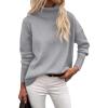 Zeagoo Women’s Turtleneck Sweater 2026 Fall Winter Chunky Knitted Pullover High Low Hem Trendy Basic Jumper Top(Grey)