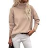 Zeagoo Women’s Turtleneck Sweater 2026 Fall Winter Chunky Knitted Pullover High Low Hem Trendy Basic Jumper Top(Khaki)