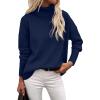 Zeagoo Women’s Turtleneck Sweater 2026 Fall Winter Chunky Knitted Pullover High Low Hem Trendy Basic Jumper Top(Navy Blue)