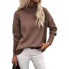 Zeagoo Women’s Turtleneck Sweater 2026 Fall Winter Chunky Knitted Pullover High Low Hem Trendy Basic Jumper Top(Nutmeg)