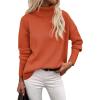 Zeagoo Women’s Turtleneck Sweater 2026 Fall Winter Chunky Knitted Pullover High Low Hem Trendy Basic Jumper Top(Orange)