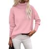 Zeagoo Women’s Turtleneck Sweater 2026 Fall Winter Chunky Knitted Pullover High Low Hem Trendy Basic Jumper Top(Pink)