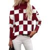Zeagoo Women’s Turtleneck Sweater 2026 Fall Winter Chunky Knitted Pullover High Low Hem Trendy Basic Jumper Top(Plumplaid)