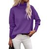 Zeagoo Women’s Turtleneck Sweater 2026 Fall Winter Chunky Knitted Pullover High Low Hem Trendy Basic Jumper Top(Purple)