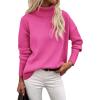 Zeagoo Women’s Turtleneck Sweater 2026 Fall Winter Chunky Knitted Pullover High Low Hem Trendy Basic Jumper Top(Rose)