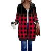Zeagoo Women’s Zip Up Hoodies Long Sleeve Long Tunic Sweatshirts Oversized Fleece Casual 2025 Fall Jacket Coat with Pocket(Grid Print)