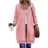 Zeagoo Women’s Zip Up Hoodies Long Sleeve Long Tunic Sweatshirts Oversized Fleece Casual 2025 Fall Jacket Coat with Pocket(Pink)