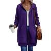 Zeagoo Women’s Zip Up Hoodies Long Sleeve Long Tunic Sweatshirts Oversized Fleece Casual 2025 Fall Jacket Coat with Pocket(Purple)