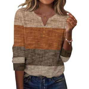 Zeagoo Long Sleeve Shirts for Women Casual V Neck Fall Tops Dressy Summer Work Blouses Clothes(Geometric 398)
