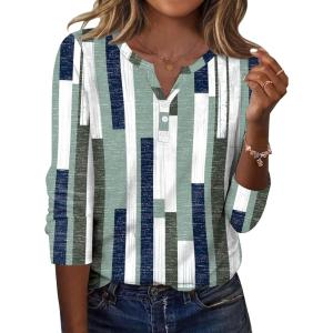 Zeagoo Long Sleeve Shirts for Women Casual V Neck Fall Tops Dressy Summer Work Blouses Clothes(Geometric 530)