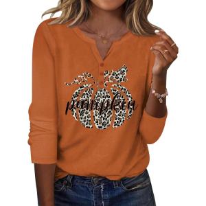 Zeagoo Long Sleeve Shirts for Women Casual V Neck Fall Tops Dressy Summer Work Blouses Clothes(Halloween 105)