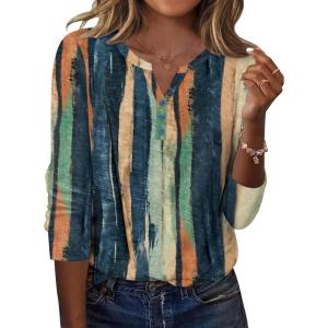 Zeagoo Long Sleeve Shirts for Women Casual V Neck Fall Tops Dressy Summer Work Blouses Clothes(Multicolor 289)