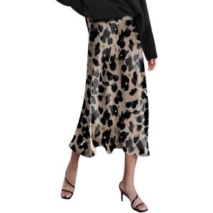 Zeagoo Skirts for Women High Waist Skirt Elegant Midi Skirt Satin(An256)