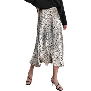 Zeagoo Skirts for Women High Waist Skirt Elegant Midi Skirt Satin(An445)