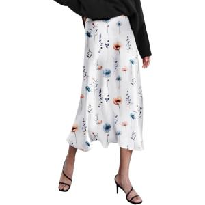 Zeagoo Skirts for Women High Waist Skirt Elegant Midi Skirt Satin(Dh590)
