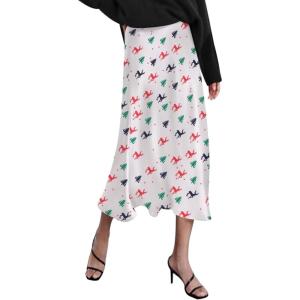 Zeagoo Skirts for Women High Waist Skirt Elegant Midi Skirt Satin(Pat8)