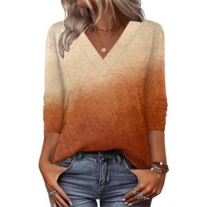 Zeagoo Women Long Sleeve Tops Dressy Casual V Neck Tshirts Basics Tee 2025 Fall Trendy Clothes S-2XL(Jb205)