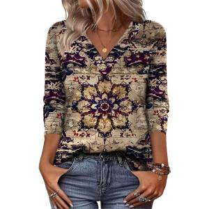 Zeagoo Women Long Sleeve Tops Dressy Casual V Neck Tshirts Basics Tee 2025 Fall Trendy Clothes S-2XL(Mz857)