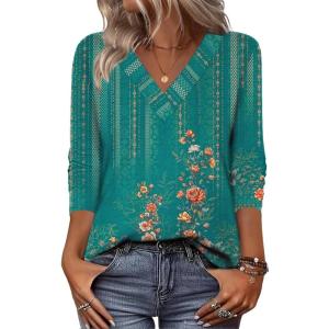 Zeagoo Women Long Sleeve Tops Dressy Casual V Neck Tshirts Basics Tee 2025 Fall Trendy Clothes S-2XL(Mz871)
