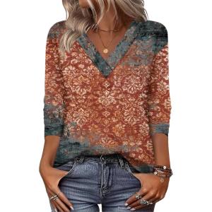 Zeagoo Women Long Sleeve Tops Dressy Casual V Neck Tshirts Basics Tee 2025 Fall Trendy Clothes S-2XL(Mz897)