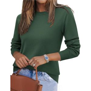 Zeagoo Womens 2026 Fall Sweaters Long Sleeve Tops Classic Crew Neck Pullover Sweaters Loose Dressy Casual Basic Clothes(Army Green)