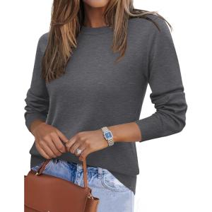 Zeagoo Womens 2026 Fall Sweaters Long Sleeve Tops Classic Crew Neck Pullover Sweaters Loose Dressy Casual Basic Clothes(Dark Gray)