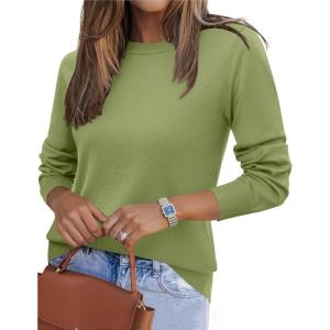 Zeagoo Womens 2026 Fall Sweaters Long Sleeve Tops Classic Crew Neck Pullover Sweaters Loose Dressy Casual Basic Clothes(Grass Green)