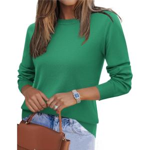 Zeagoo Womens 2026 Fall Sweaters Long Sleeve Tops Classic Crew Neck Pullover Sweaters Loose Dressy Casual Basic Clothes(Green)