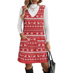 Zeagoo Women’s Sweater Vest Dresses for Women 2025 V Neck Sleeveless Knit Pullover Sweater with Pockets Fall Winter Outfits(Sd142)