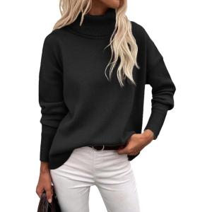 Zeagoo Women’s Turtleneck Sweater 2026 Fall Winter Chunky Knitted Pullover High Low Hem Trendy Basic Jumper Top(Black)